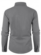Retro Casual Men'S Long Sleeve Cardigan Shirt TOHATSU Logo Easy Letter Print Textured Loose Casual Shirt - Grey