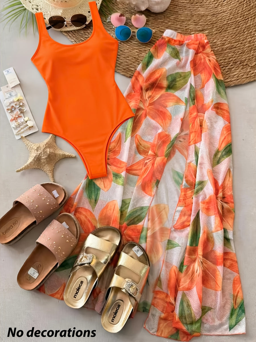 2026 Women'S Summer New Half Skirt Set, Slim Fit Sleeveless Jumpsuit with Camisole&Printed Semi Transparent Mesh Half Skirt Two-Piece Set, Elegant Party Y2K, Suitable for Poster Vacations, Parties, And Socializing - Mixed colors