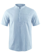 Men's Casual Shirt, Summer Short Sleeve, Lightweight and Breathable, Simple and Stylish, Versatile Casual Shirt - Light Blue