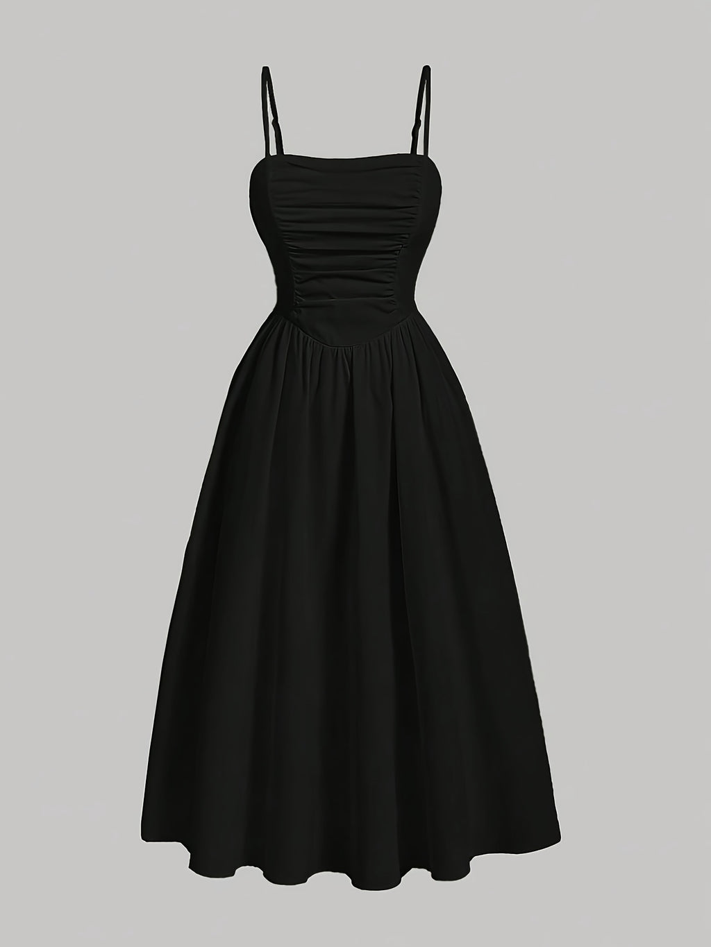 Elegant Smock Neck -Line Maxi Dress - Smock Detail & -Line Silhouette, -Length Maxi Dress for Weddings, Parties, Special Events - Machine Washable Elegant Gown () - Black