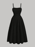 Elegant Smock Neck -Line Maxi Dress - Smock Detail & -Line Silhouette, -Length Maxi Dress for Weddings, Parties, Special Events - Machine Washable Elegant Gown () - Black