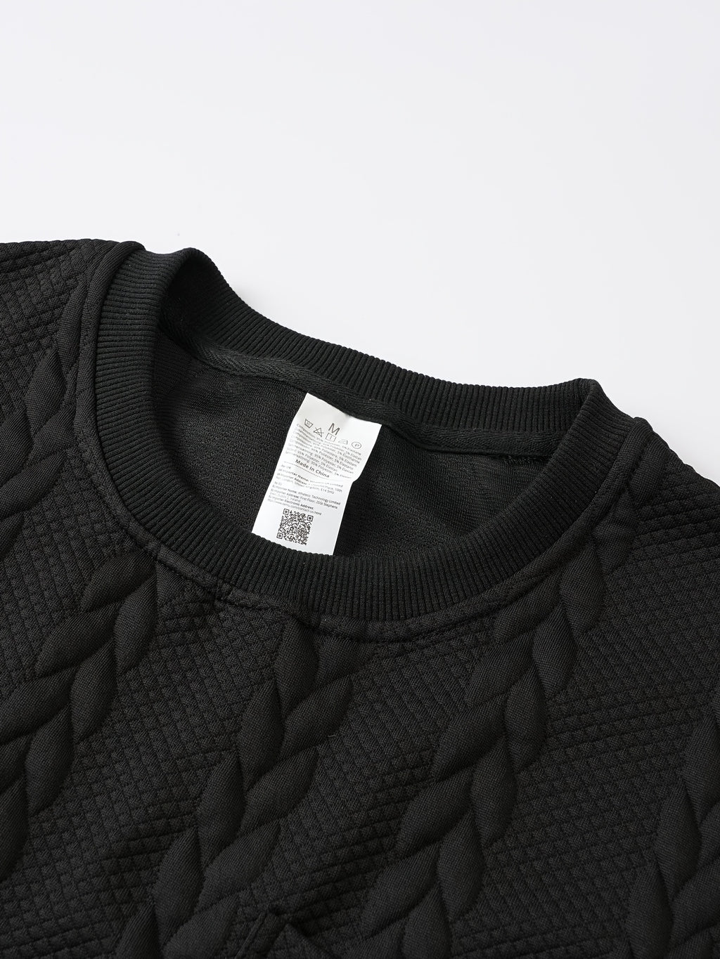 Summer Men'S Jacquard Brocade Short Sleeve T-Shirt, Solid Color Round Neck with Pocket, Loose Fit Casual Versatile Plain T-Shirt - Black