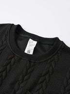 Summer Men'S Jacquard Brocade Short Sleeve T-Shirt, Solid Color Round Neck with Pocket, Loose Fit Casual Versatile Plain T-Shirt - Black