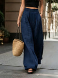 Designed for Waist Comfort, Featuring an Elastic Wide Waistband And Side Pockets. Ideal Country-Style Apparel for Women And Country Music Concerts, Delivering an Elegant Look for Everyday Outfits - Blue Navy