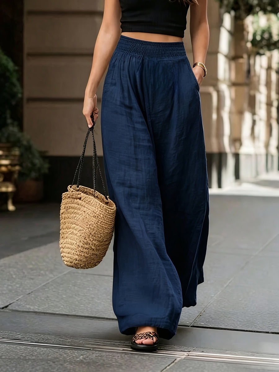 Designed for Waist Comfort, Featuring an Elastic Wide Waistband And Side Pockets. Ideal Country-Style Apparel for Women And Country Music Concerts, Delivering an Elegant Look for Everyday Outfits - Blue Navy