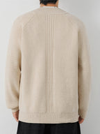 [Wading Whale OBM] 1pc Autumn Winter New Men'S Knit Cardigan, Old Money Style Textured Solid Color Round Neck Zipper Front Long Sleeve Sweater Vest Top, Men'S Casual Fashion, Suitable for Autumn And Winter Wear, Fits Daily Commute, Office Casual - Off-white