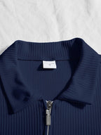 Men'S Outdoor Sports Short Sleeve Summer Casual Comfortable Polo Shirt Henley Shirt - Navy Color