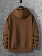 Warner Licensed Men'S Autumn Hooded Sweatshirt, Reinforced Ribbed Cuffs, Breathable Polyester Fabric, Hip-Hop Street Style Distorted Heart Wolf Pattern, Suitable for Retro Hip-Hop Outfits, Urban Trendy Men, Practical Kangaroo Pouch - Coffee Color