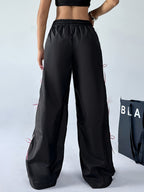 Women'S Fashion Casual Elegant Work Pants in Solid Colors, Suitable for Vacation, Inspired by Japanese, Korean, And Western Styles - Black