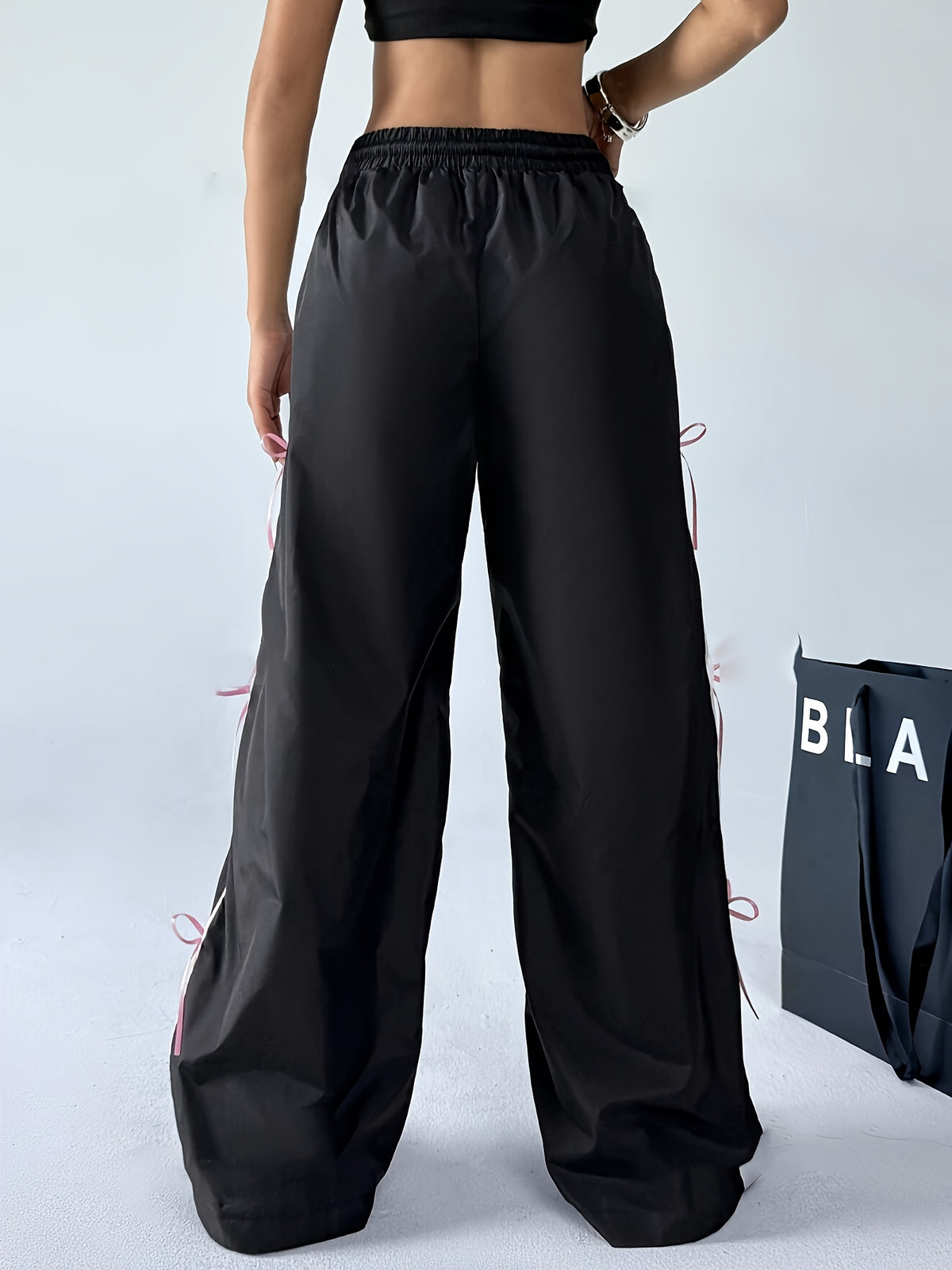 Women'S Fashion Casual Elegant Work Pants in Solid Colors, Suitable for Vacation, Inspired by Japanese, Korean, And Western Styles - Black