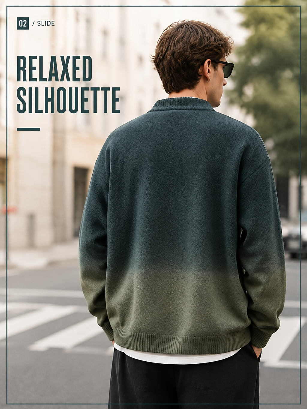 Daily Deal 1pc Men's Ombre Tie-Dye Knit Cardigan with Baseball Collar, Button-Front, Gradient Dye, Trendy Urban Street Style, Loose Fit Daily Sweater Outerwear for Spring & Fall - Dark Green