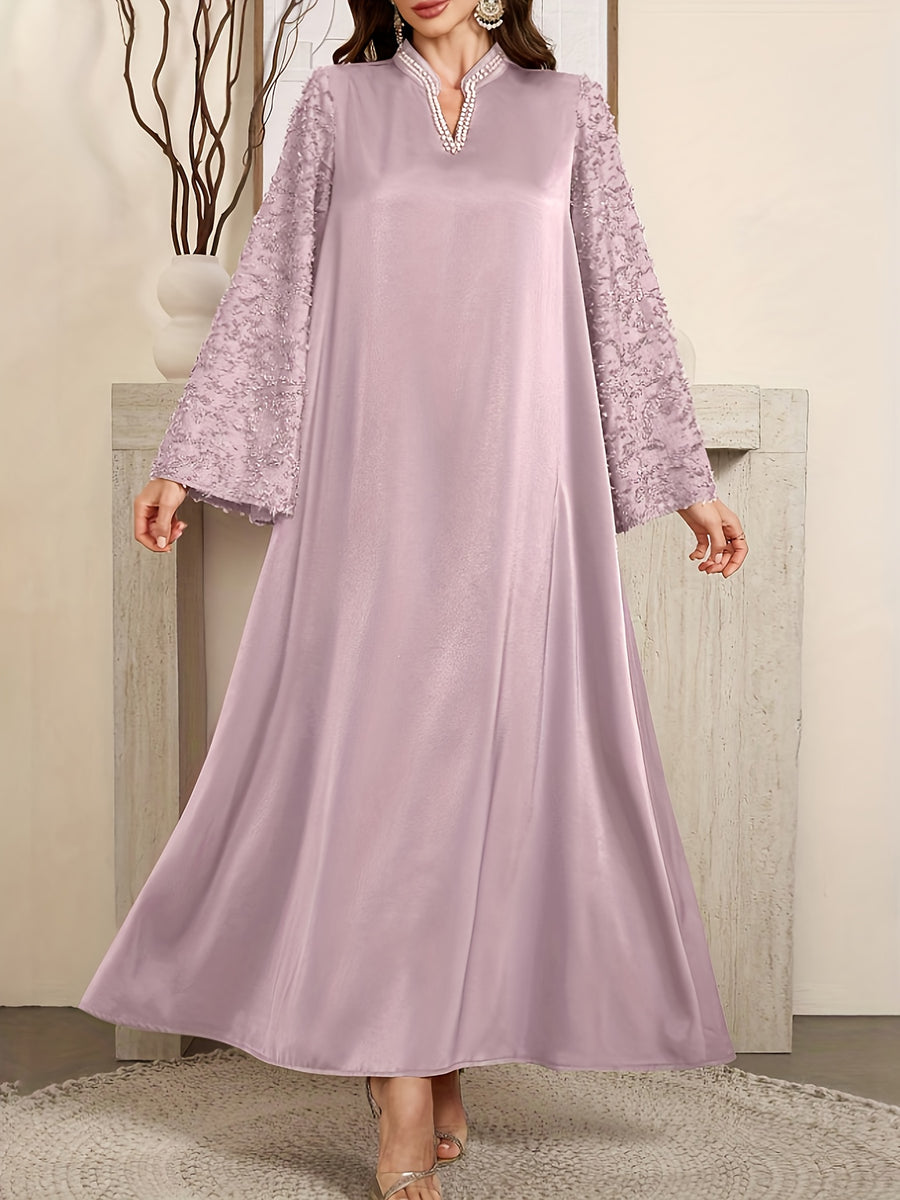 Middle Eastern Special Elegant Long Dress Temperament Robe - Light Purple