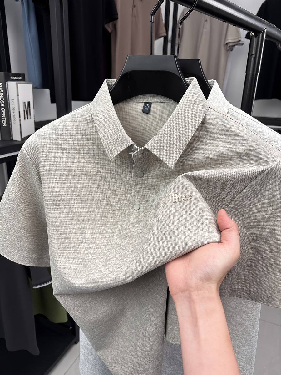 Minimalist Urban Short-Sleeve Polo Shirt for Portable Daily Commuting - Gray Coffee
