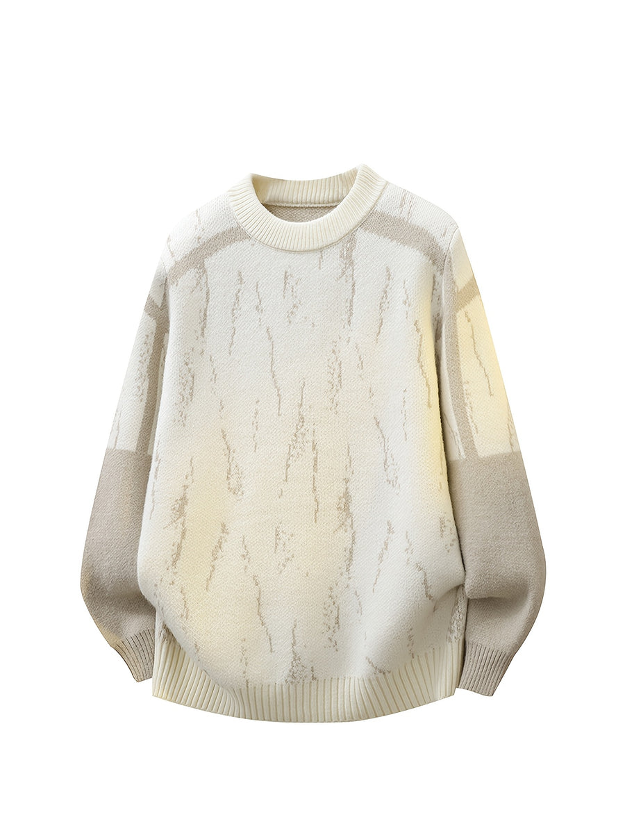 2026 Autumn/Winter New Men's Fashion  Splicing Half High Collar Knitted Cardigan Casual Versatile Top - Off-white