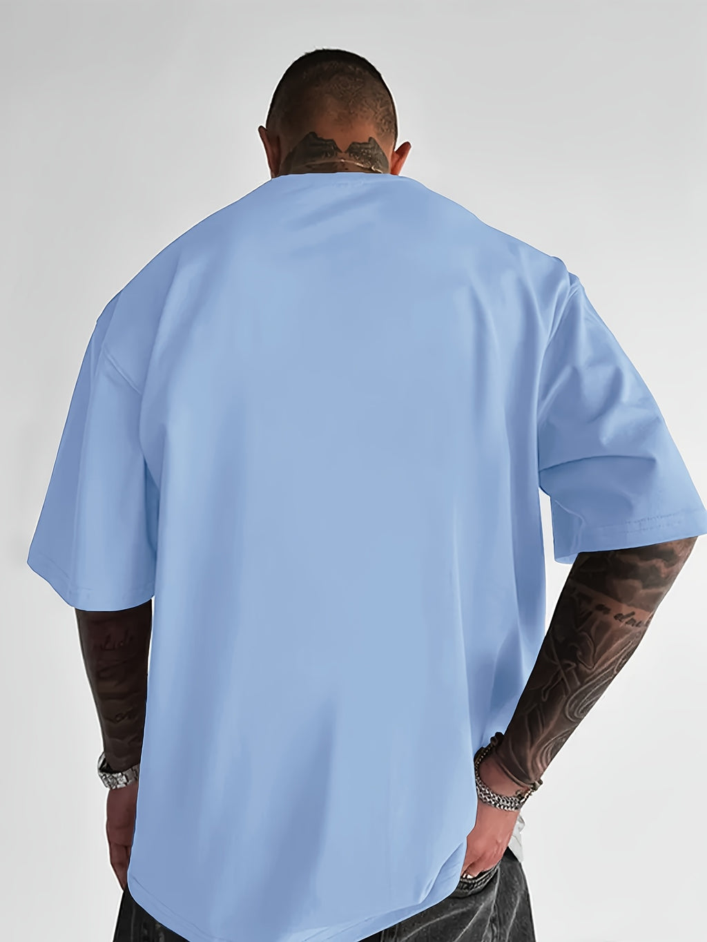 Men'S Short Sleeve T-Shirt, 100% Fabric, Loose Fit, Fashion Casual Round Neck Top, Spring Summer Outdoor Apparel for Men, Tops for 11 Holidays - Sky Blue