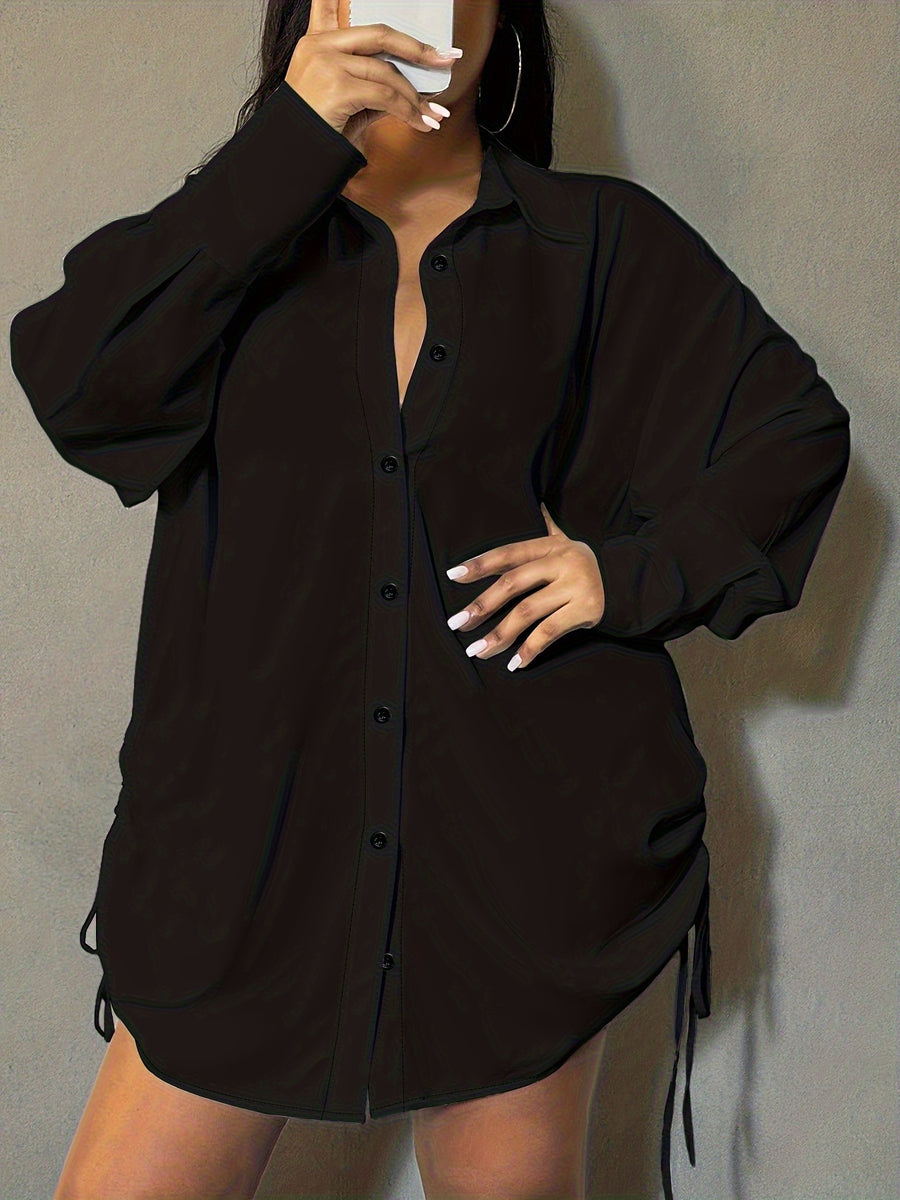 Women'S Shirt, Fashion Tying Detail Long Sleeve Casual Blouse, Elegant And Comfortable, Suitable for Spring Autumn All Seasons Daily Wear And Office - Black