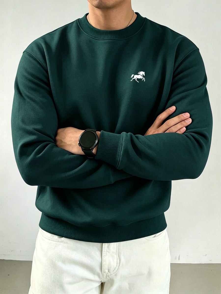Jingma Easy Fashion Men'S Round Neck Sweatshirt, Easy Fashion Print Sweatshirt, Casual Long Sleeve Fleece Pullover Sweatshirt (Unisex) - Green