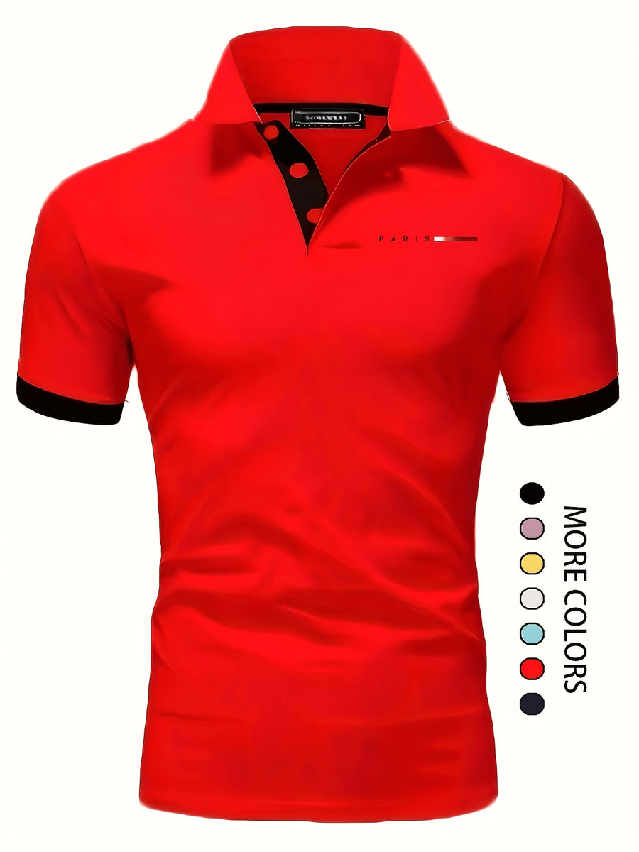 Men's Shirts, Men's Golf Shirts, Men's Short-sleeve T-shirts, the Top Choice for Summer Golf and Baseball - Bright Red