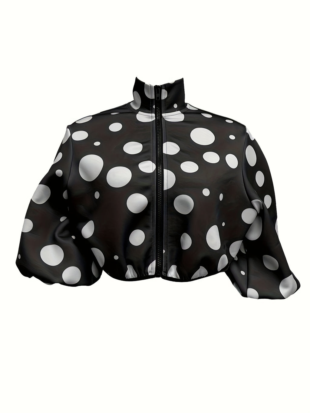 LN955 Autumn New Print Zipper Long Sleeve Women's Casual Short Jacket - Black 1
