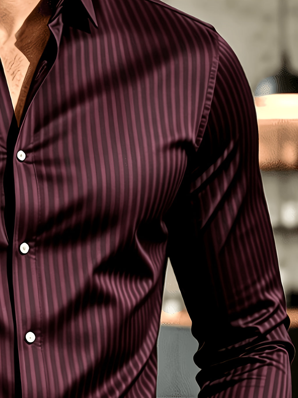 Vintage Money Suit Men'S Pinstripe Shirt - Navy Style, Button-Up Collar Suitable for Business, Office, And Casual Wear, Machine Washable - Shirt with Vertical Stripes, Regular Fit, Long Sleeve, Button-Up Shirt - Mixed Color 4