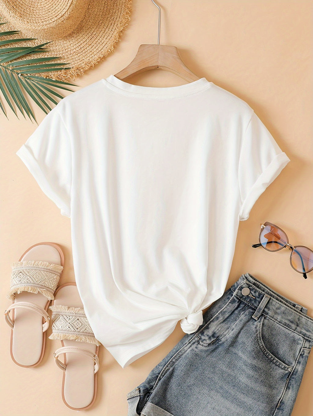 Spring Summer Easy Round Neck Fashion Loose Versatile Casual Short Sleeve T-Shirt Heart Letter Women'S Top Pattern - White