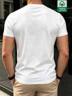 YD-21 Men's 100% Cotton Simple Casual Breathable Sweat-Absorbent Comfortable Short-Sleeve T-Shirt - White