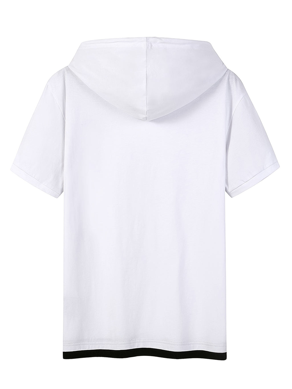 Men'S Casual Drawstring Hooded T-Shirt for Summer, Featuring a Faux Two-Piece Hem Design, Made from Soft, Sweat-Absorbing Fabric, Ideal for Outdoor Leisure Activities And Sports, Sweat-Resistant - White