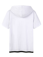 Men'S Casual Drawstring Hooded T-Shirt for Summer, Featuring a Faux Two-Piece Hem Design, Made from Soft, Sweat-Absorbing Fabric, Ideal for Outdoor Leisure Activities And Sports, Sweat-Resistant - White