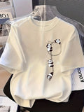Letter Print T-shirt, Short Sleeve Crew Neck Casual Top for Summer & Spring, Women's Clothing - White