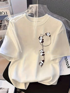 Letter Print T-shirt, Short Sleeve Crew Neck Casual Top for Summer & Spring, Women's Clothing - White