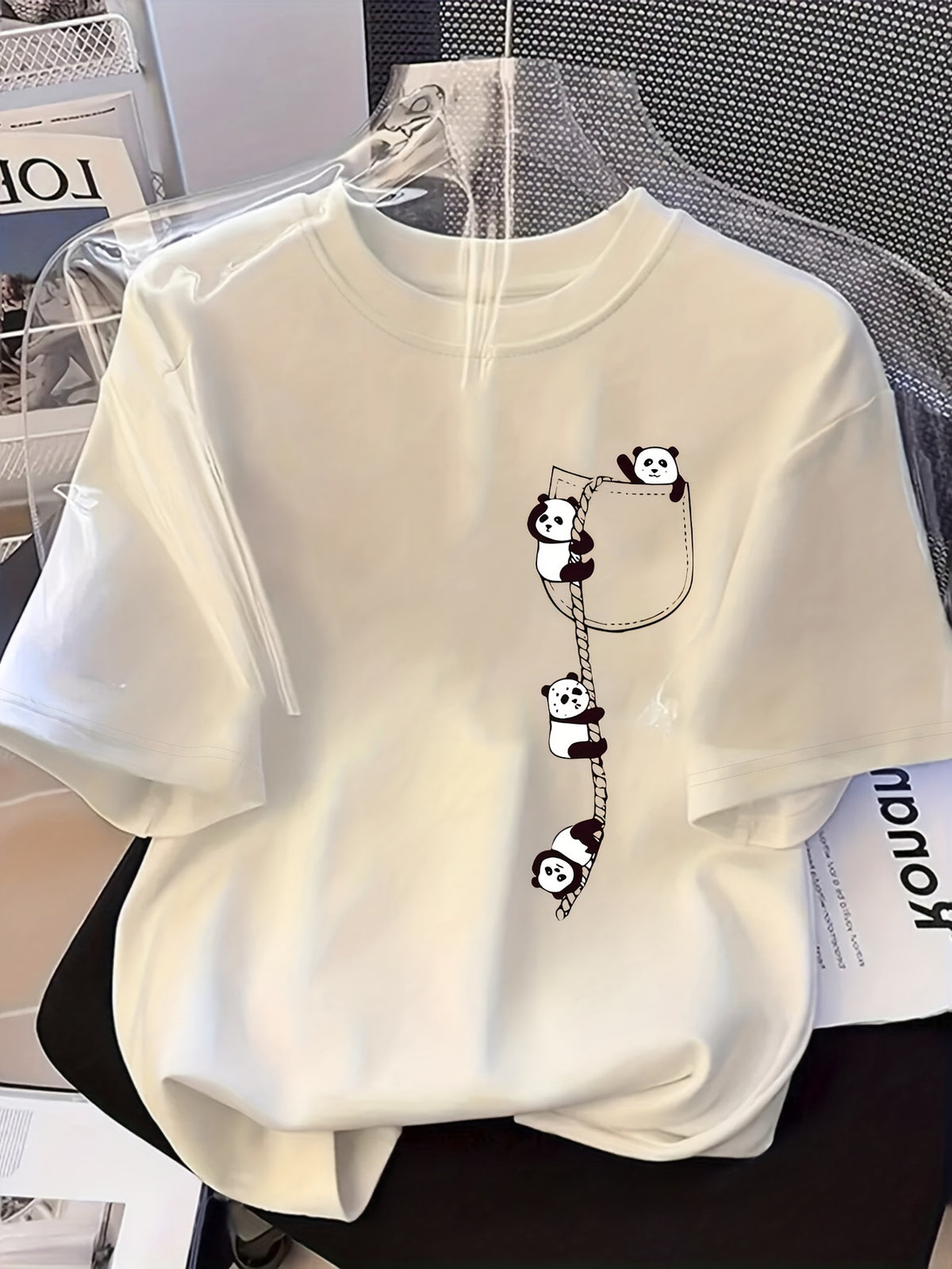 Letter Print T-shirt, Short Sleeve Crew Neck Casual Top for Summer & Spring, Women's Clothing - White