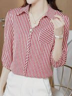 Fashion Short-Sleeve Printed Shirt for Women () - Brick Red
