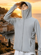 Men's Summer Fashion Jacket, Lightweight and Breathable, Ideal for Outdoor Mountaineering, Wild Fishing, Hiking, and Casual Strolls - Light Grey
