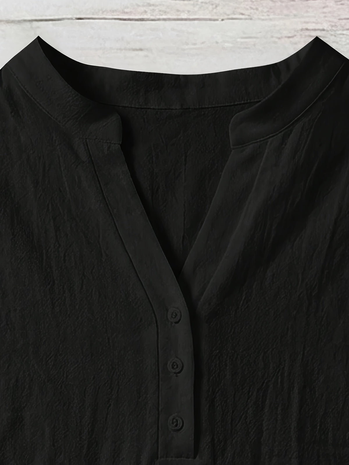 100% Short Sleeve Shirt, Casual Vacation Wear for Summer, V-Neck Design, Country Style Clothing for Women, Suitable for All Occasions, Ideal Choice for Holidays - Black