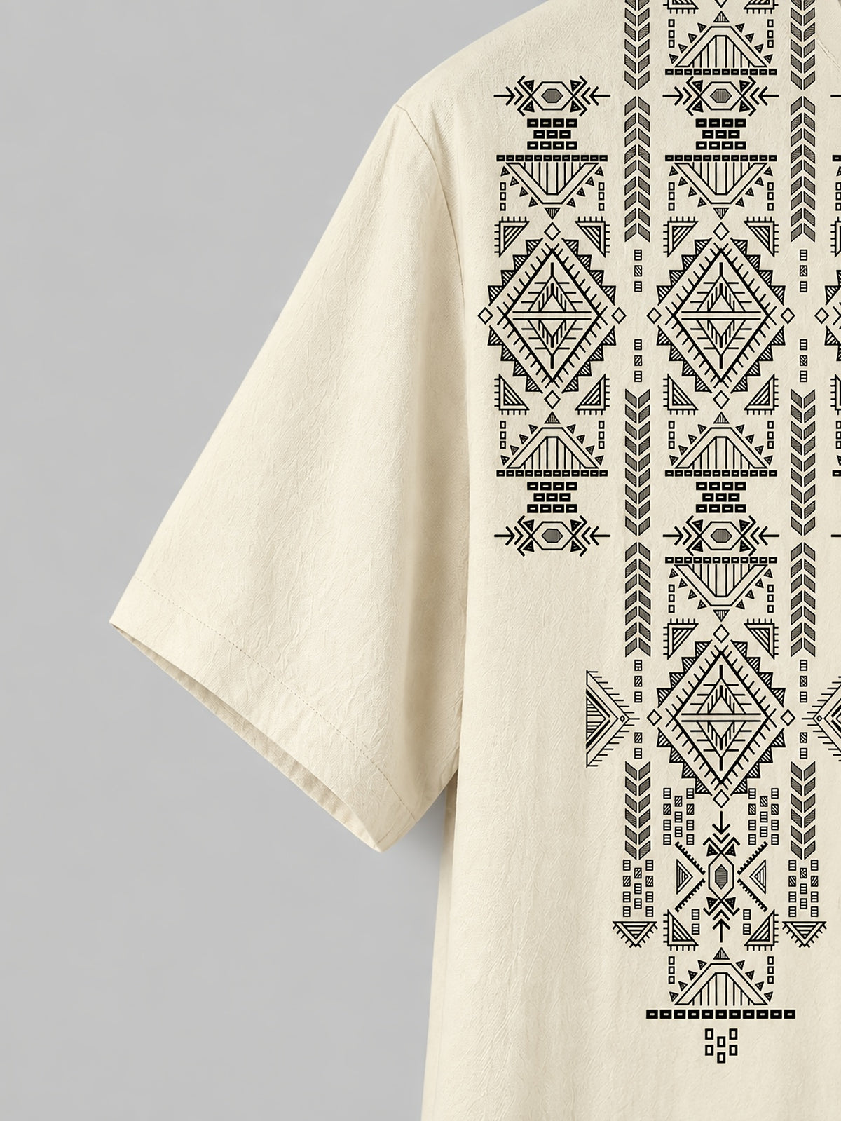 Men's 100% Pure Cotton Summer Short Sleeve Top, Ethnic Aztec Geometric Pure Cotton Direct-to-Print Vintage Quetzalcoatl Flute Player Top, Versatile for Daily Wear, Commuting, and Beach Vacation Outfits - Apricot