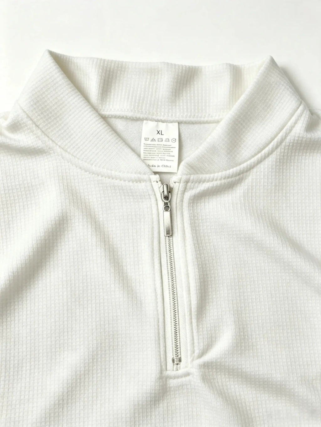 Men'S Waffle Half-Zip Stand Collar T-Shirt, Easy Vertical Stripe Paris Letter Print Loose Summer Casual Short Sleeve Top - White