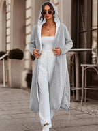 Autumn and Winter Women's Casual Fashion Item! Hooded Long Zipper Sweatshirt Coat, Minimalist Grand Design, Soft Skin-Friendly Fabric, Easily Create Casual High-End Leisure Style - Grey