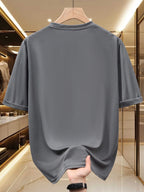 Men'S American Retro Letter Print New Arrival Comfortable Fashion Casual T-Shirt, Easy Care, Business Casual Style, Breathable, Comfortable, Ideal Top for Outdoor Sports - Dark Gray