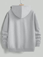 Minimalist BORG Since 1896 Letter Hooded Sweatshirt, Men's Trendy Versatile Drop-Shoulder Long-Sleeve Pullover - Light Grey