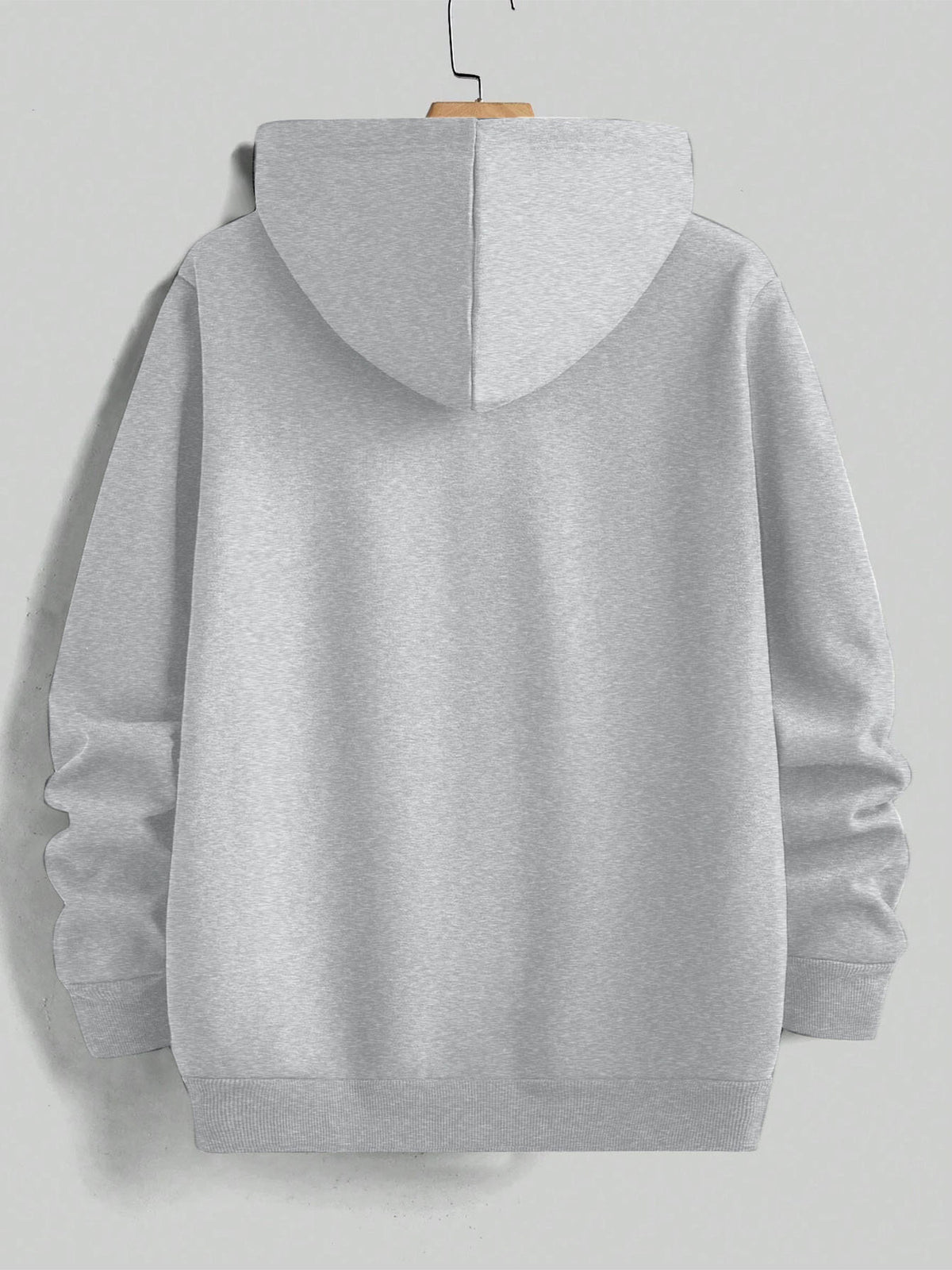 Minimalist BORG Since 1896 Letter Hooded Sweatshirt, Men's Trendy Versatile Drop-Shoulder Long-Sleeve Pullover - Light Grey