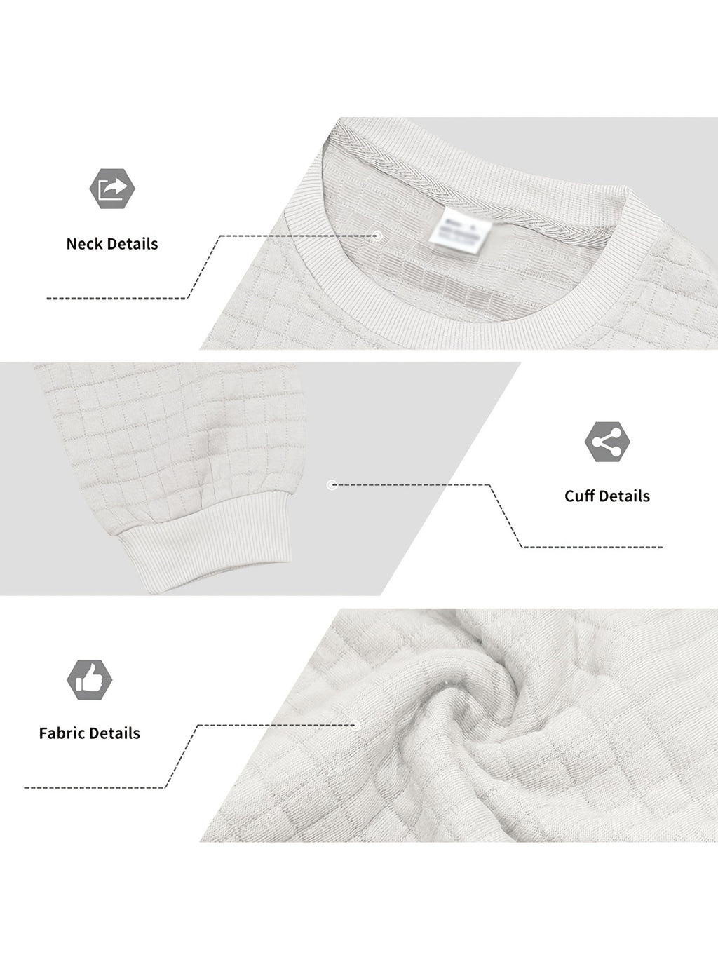 2pcs Men's Knit Pullover, Crew Neck Sweater in Different Color Combinations, Small Check Waffle Knit Texture, Warm and Comfortable for Autumn/Winter, Solid Color Simple and Versatile, Can Be Used as a Gift for Men - Light White+Khaki
