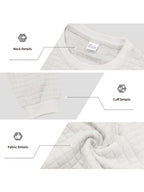 2pcs Men's Knit Pullover, Crew Neck Sweater in Different Color Combinations, Small Check Waffle Knit Texture, Warm and Comfortable for Autumn/Winter, Solid Color Simple and Versatile, Can Be Used as a Gift for Men - Light White+Khaki