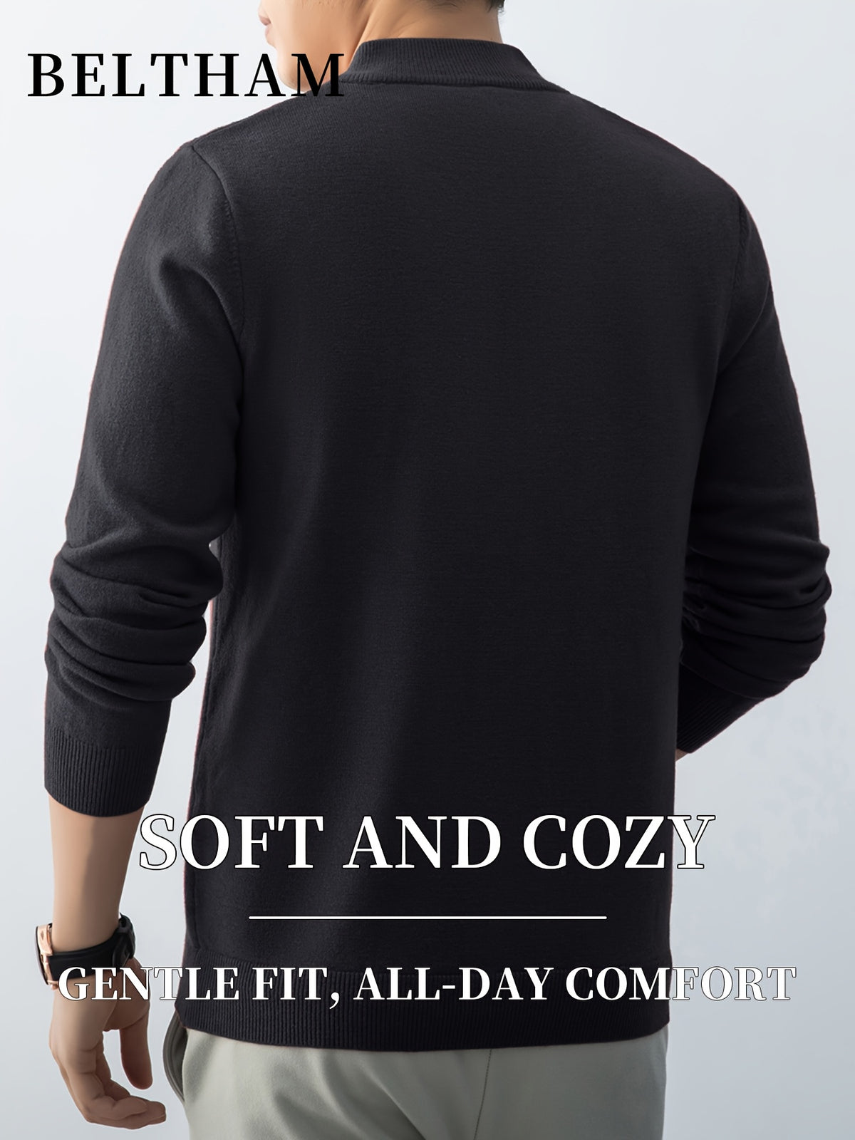 2pcs New Spring Autumn Winter Men'S Knit Cardigan, Ideal Gift for Father And Husband, Solid Color Zipper Design Sweater, Elegant Versatile Knit Cardigan Coat, Suitable for Daily Casual Business Sports Outdoor Camping Fishing Wear - Dark Gray