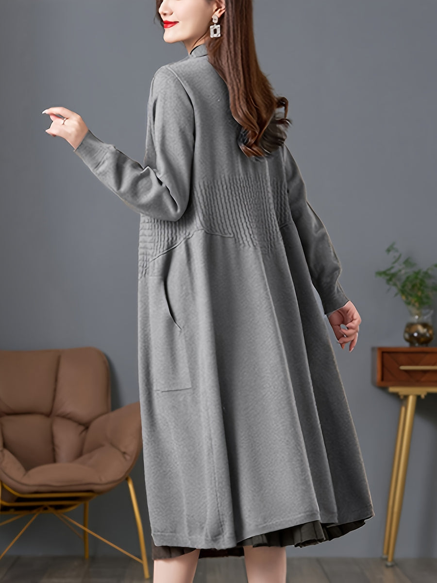 Spring And Autumn 2024 New Women'S Cardigan, a Stylish And Elegant Long Sweater Coat, Loose And Trendy Outerwear - Grey