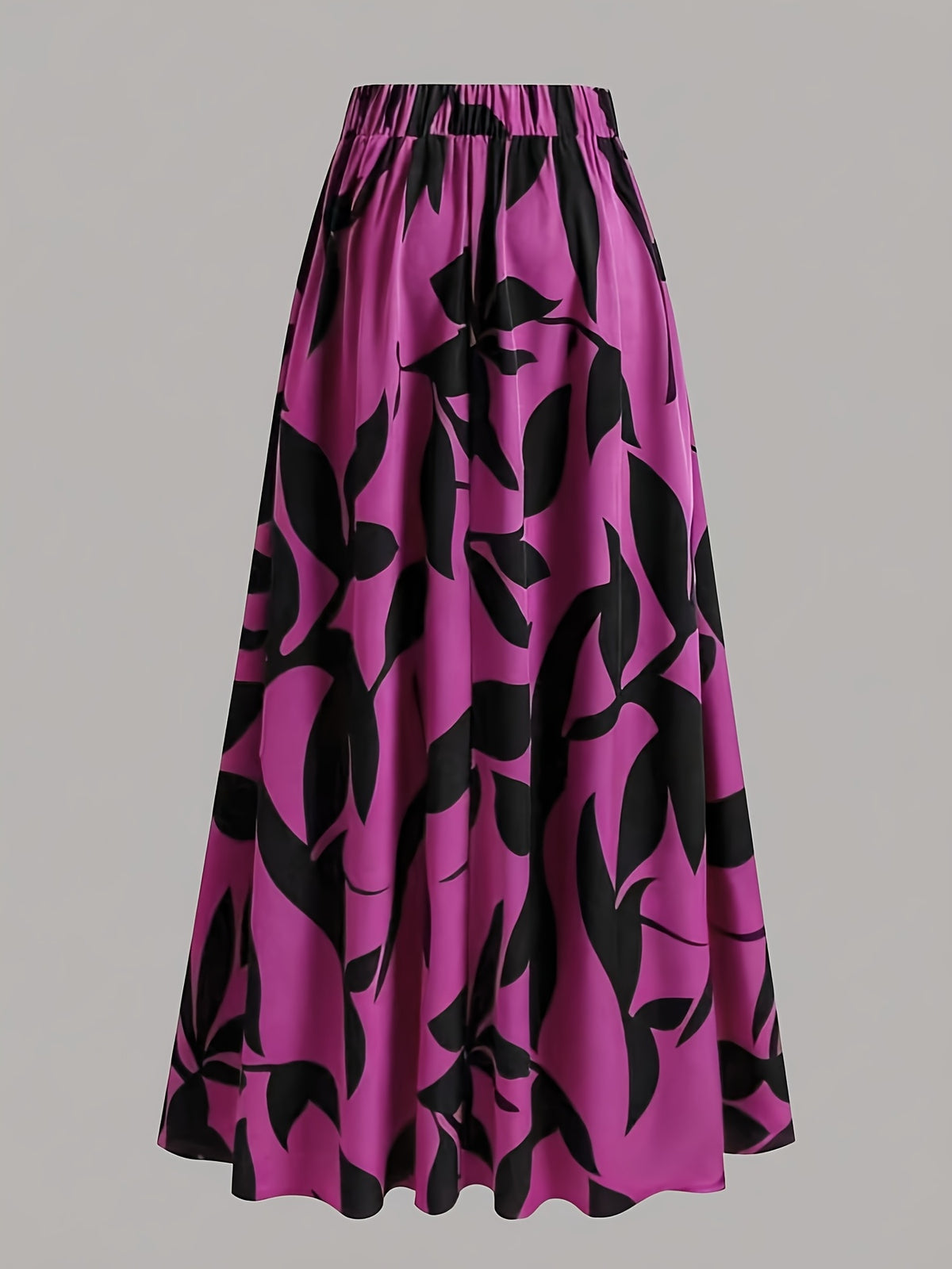 New Spring/Summer/Autumn Women's Printed High-Waist A-Line Skirt, Summer Vacation Dress - Fuchsia