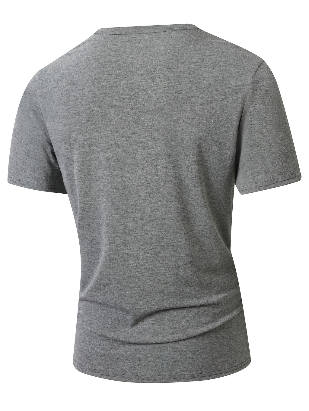 Men'S Basic V-Neck Short Sleeve High-Stretch Slight-Stretch Men'S T-Shirt 190G Regular Fit Commuter Base Layer Versatile Basic Style - Grey