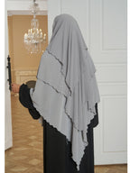 1pc Fashionable, elegant and casual three-layer chiffon fabric solid color suitable for daily wear, loose and comfortable Women's abaya headscarf.sarees for women indian wedding robe aid femme abayas for women muslim jilbab femme khimar hijab - Light Grey