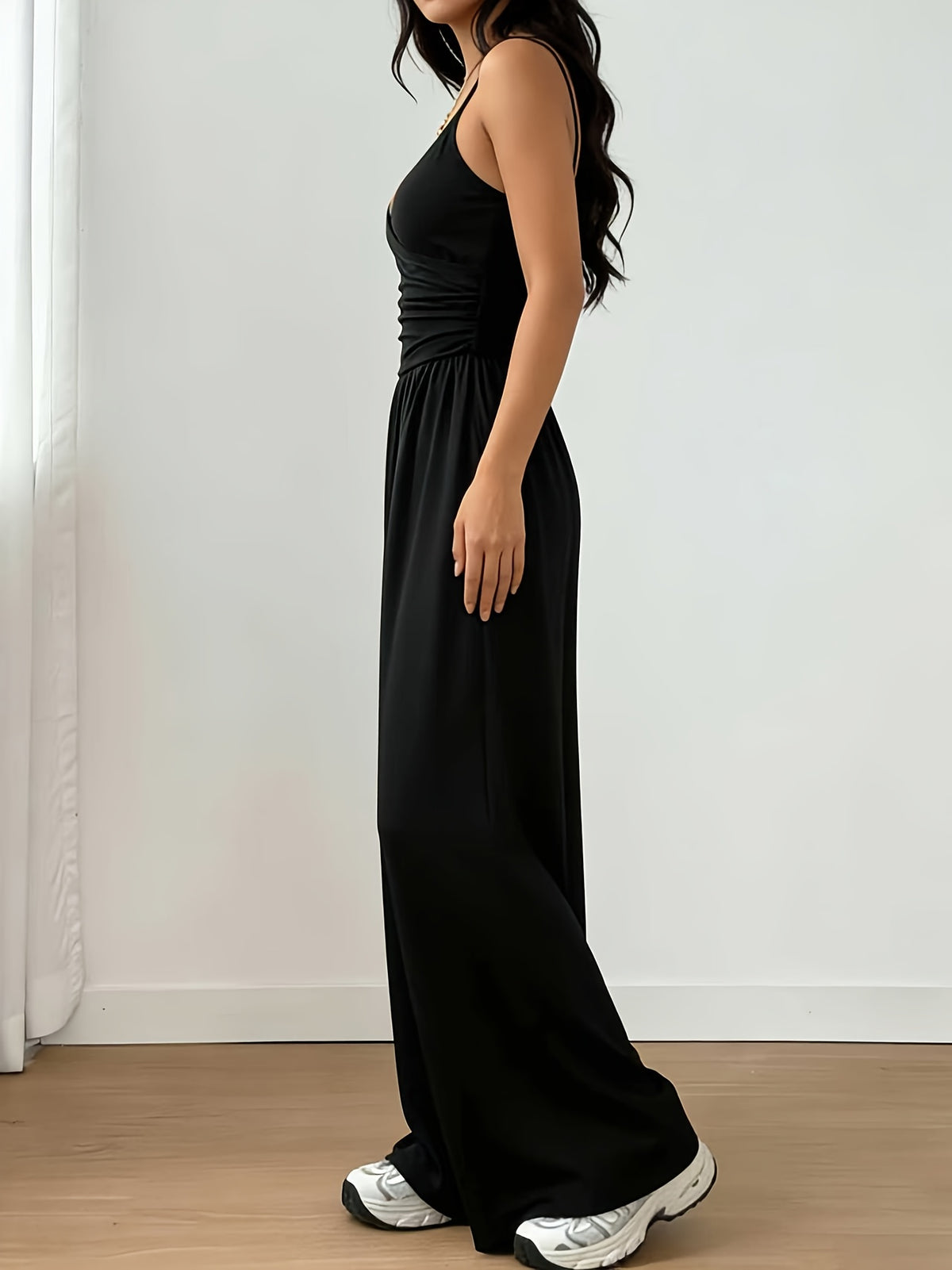 Spring And Summer Women'S Fashion Suspender Waist Jumpsuit, Soft And Skin-Friendly Fabric Is Suitable For, And Other And Daily Wear - Black