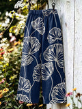 Women'S Printed Casual Vacation Trousers, Breathable Daily Commute Vacation All-Match Wide-Leg Pants, High-Waist Loose Breathable Trousers, Vacation High-Waist Loose Breathable Trousers, Suitable for All-Season Wear - Royal Blue