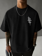Men'S New 100% T-Shirt, Letter Print on Back Comfortable Soft Breathable All-Season Casual Daily Versatile - Black